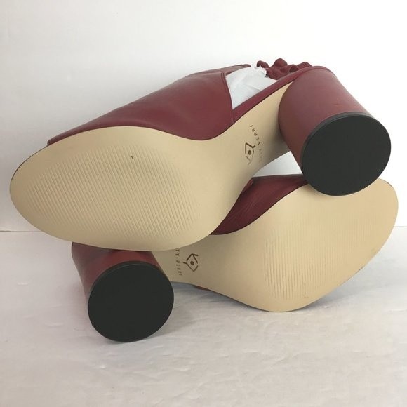 Katy Perry The Jocelyn Mulberry‎ Red Nappa Leather Ruffle Shooties Heels Size 10 - Picture 9 of 16